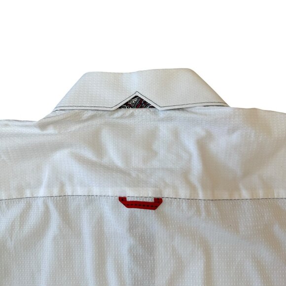 NWOT 7 Downie St Button Down Shirt Mens Size 5 Large Flip Cuff Textured White - Picture 7 of 10